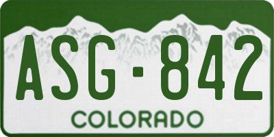 CO license plate ASG842