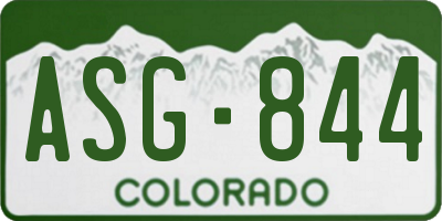 CO license plate ASG844