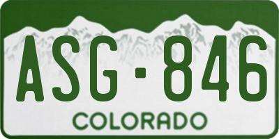 CO license plate ASG846