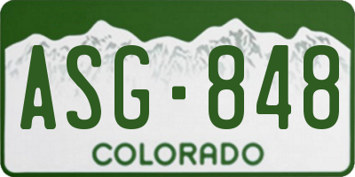 CO license plate ASG848
