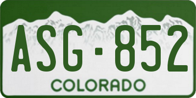 CO license plate ASG852