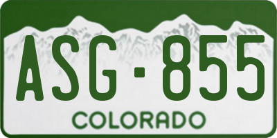 CO license plate ASG855