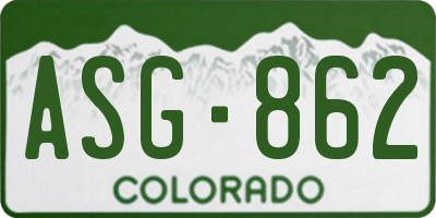 CO license plate ASG862