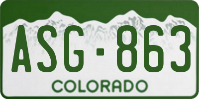CO license plate ASG863