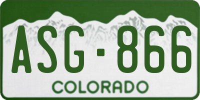 CO license plate ASG866