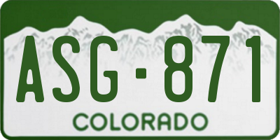 CO license plate ASG871