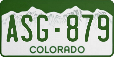 CO license plate ASG879