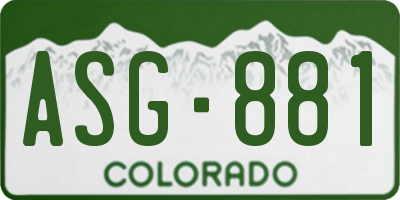 CO license plate ASG881