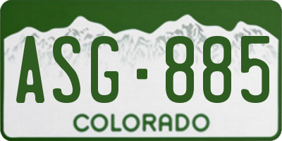 CO license plate ASG885