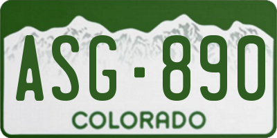 CO license plate ASG890