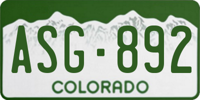CO license plate ASG892