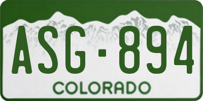 CO license plate ASG894