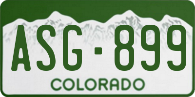CO license plate ASG899