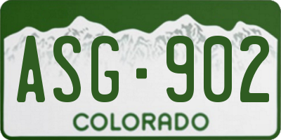 CO license plate ASG902