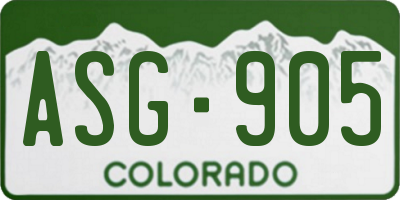 CO license plate ASG905