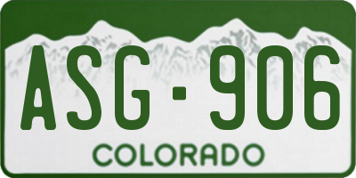 CO license plate ASG906