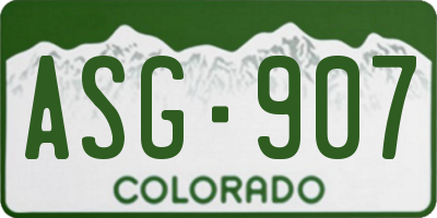 CO license plate ASG907
