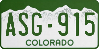 CO license plate ASG915