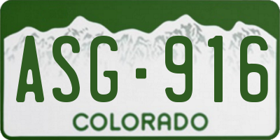 CO license plate ASG916