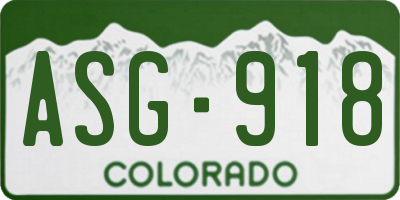 CO license plate ASG918