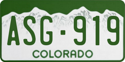 CO license plate ASG919
