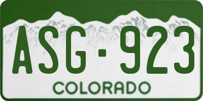CO license plate ASG923