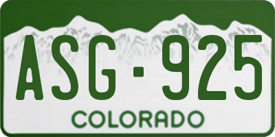 CO license plate ASG925