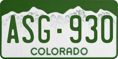 CO license plate ASG930