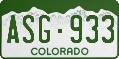 CO license plate ASG933