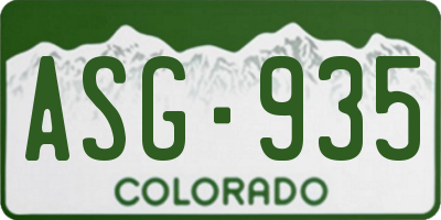 CO license plate ASG935