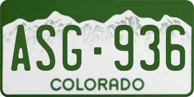 CO license plate ASG936