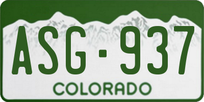 CO license plate ASG937