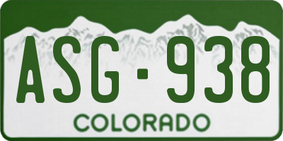 CO license plate ASG938