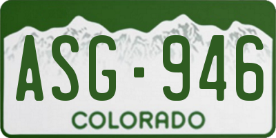 CO license plate ASG946