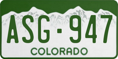 CO license plate ASG947