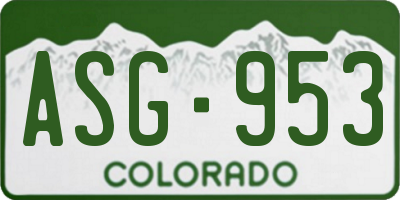 CO license plate ASG953
