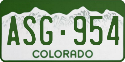 CO license plate ASG954