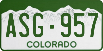 CO license plate ASG957