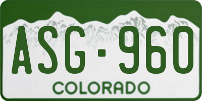 CO license plate ASG960
