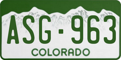 CO license plate ASG963