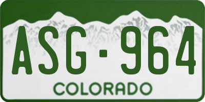 CO license plate ASG964