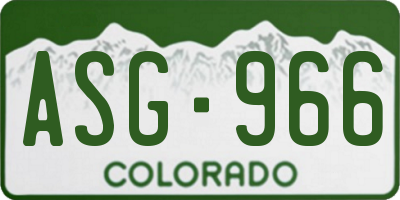 CO license plate ASG966
