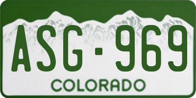 CO license plate ASG969