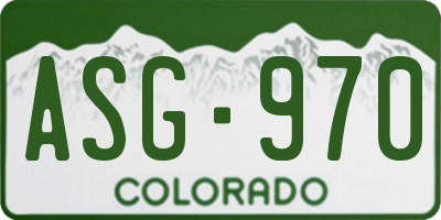 CO license plate ASG970