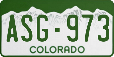 CO license plate ASG973