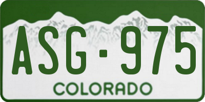 CO license plate ASG975