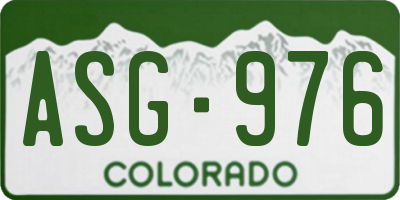 CO license plate ASG976