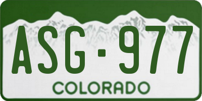 CO license plate ASG977