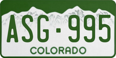 CO license plate ASG995