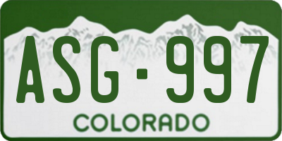 CO license plate ASG997